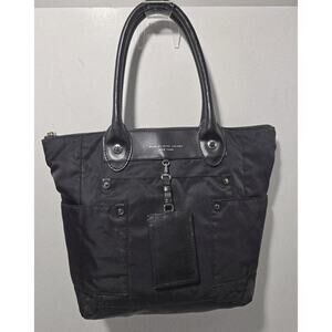 Marc Jacobs Womens Tote Bag Black Nylon Leather Pockets ID Tag Zip